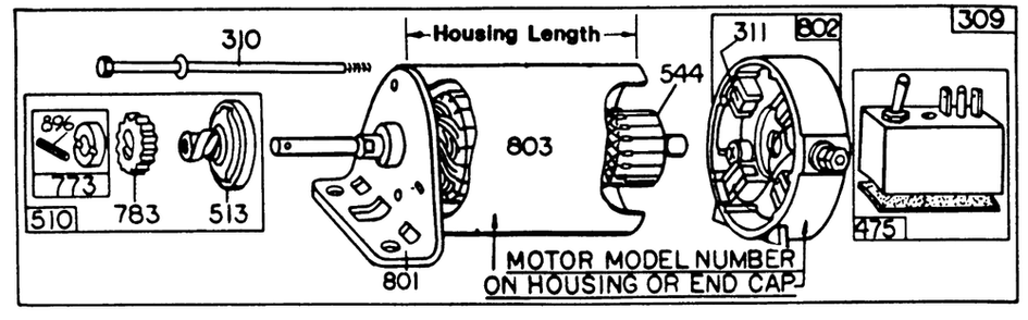 Electric Starters 2 Diagram and Parts List for 190402-0949-XX  Briggs and Stratton Engine